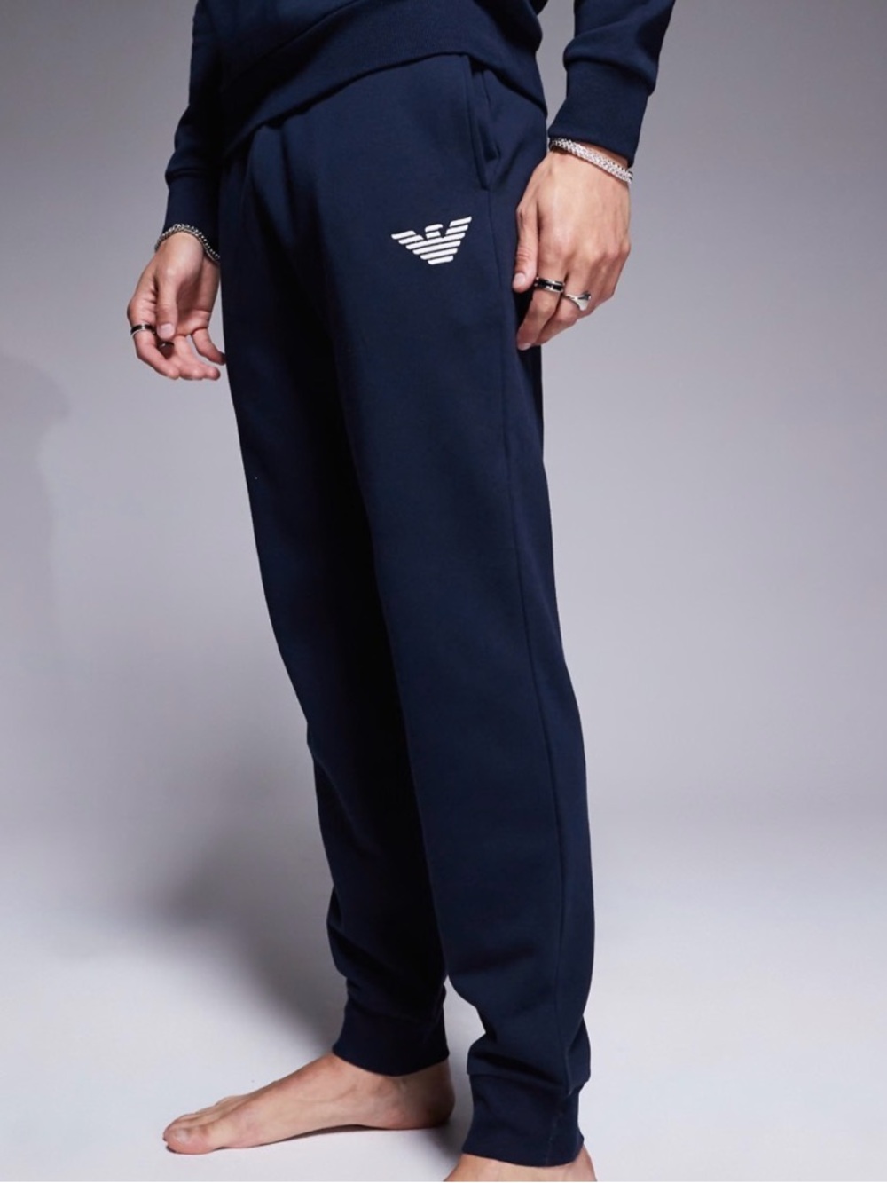 Emporio Armani Navy Blue Logo Joggers